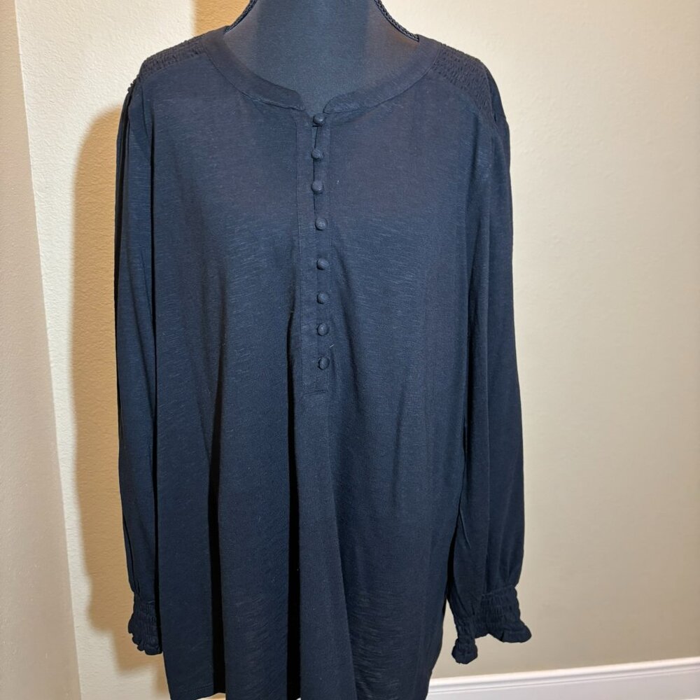 J.Jill Black Tunic Button Down Shirt Size XL